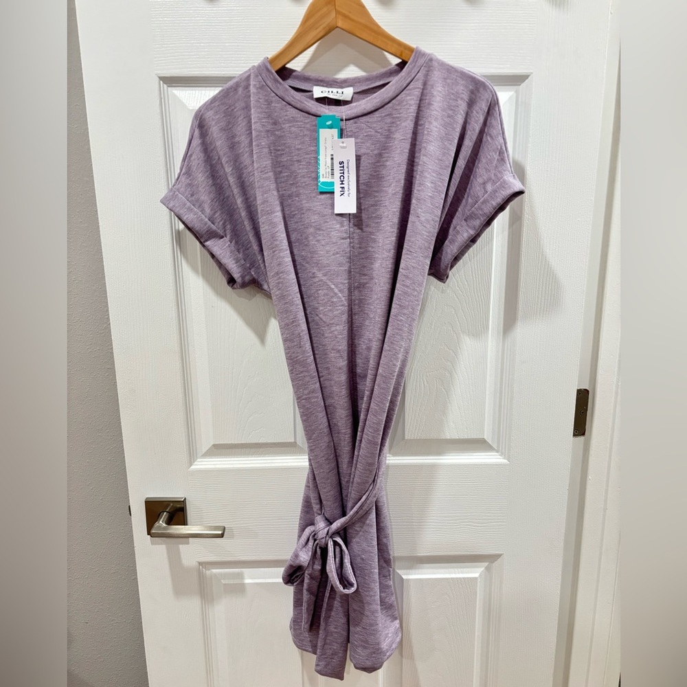Stitch Fix Gilli Bowie  Lavender Tie-Waist Knee length dress large petite NWT